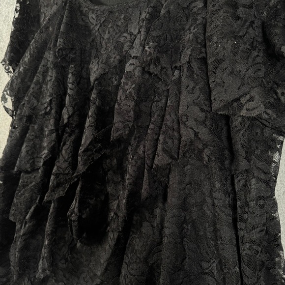 Vtg Babydoll Witchy Lace Top Womens 1X Black Ruffle Fairygrunge Whimsigoth Shirt - Picture 6 of 10